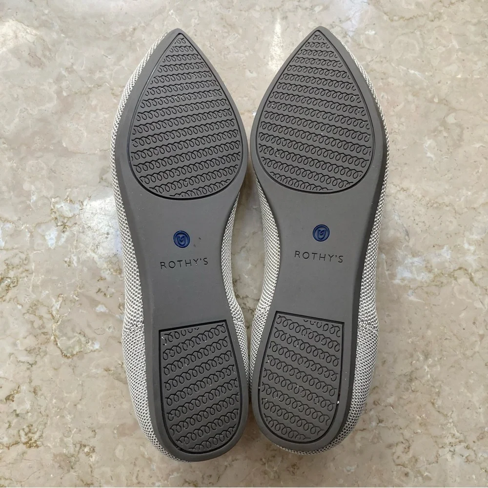 Rothy's The Point Flats in Flax Birdseye Grey, Size 8.5, EUC